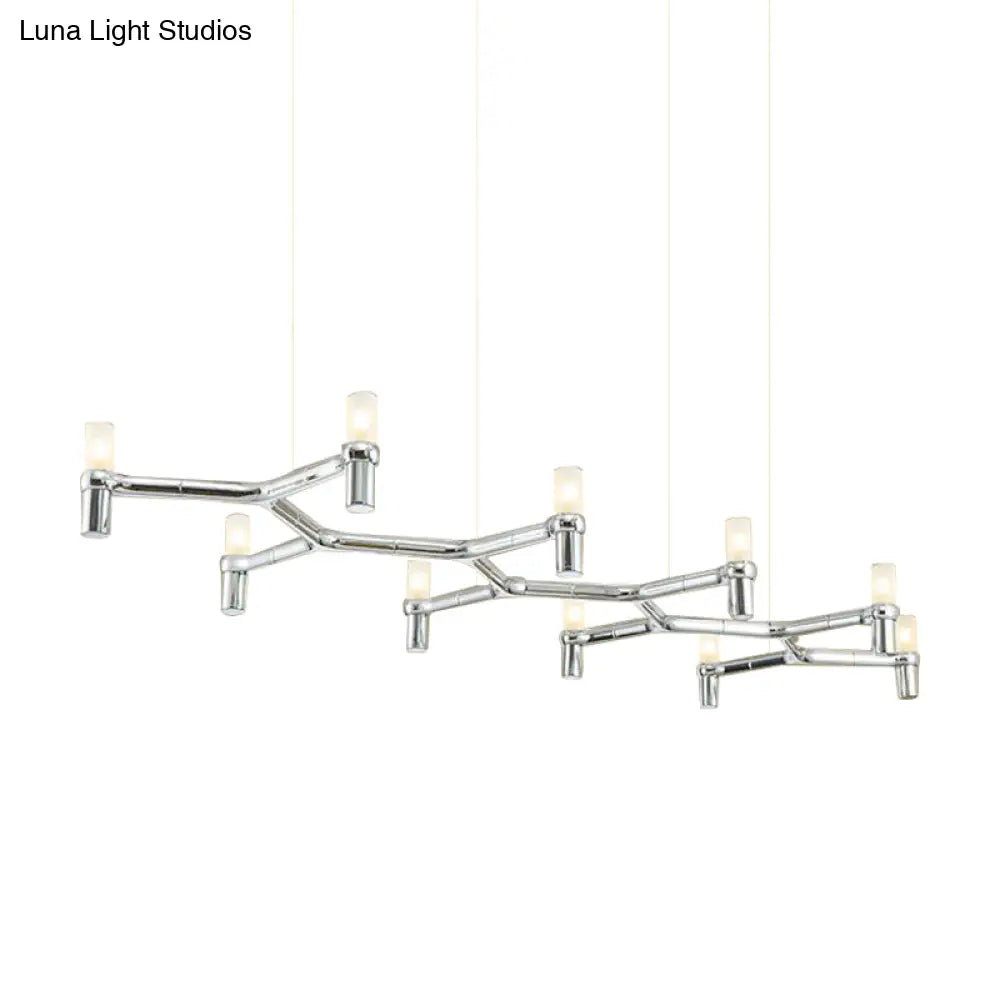 Lámpara colgante de techo contemporánea DecorBites™ de 10 luces con pantalla de aleación de aluminio: disponible en negro, blanco, cromo u oro. Lámpara de techo tubular para isla.