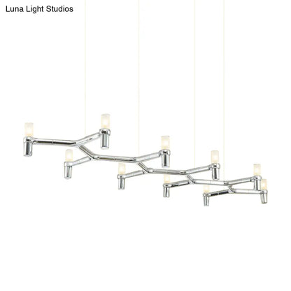 Lámpara colgante de techo contemporánea DecorBites™ de 10 luces con pantalla de aleación de aluminio: disponible en negro, blanco, cromo u oro. Lámpara de techo tubular para isla.