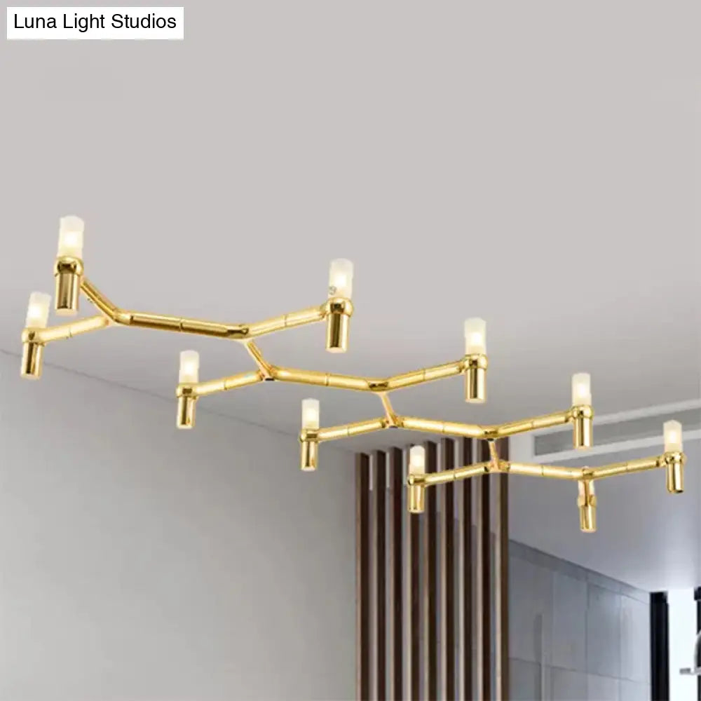 Lámpara colgante de techo contemporánea DecorBites™ de 10 luces con pantalla de aleación de aluminio: disponible en negro, blanco, cromo u oro. Lámpara de techo tubular para isla.