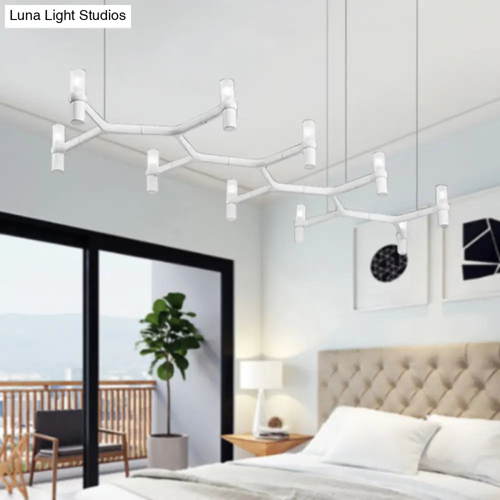 Lámpara colgante de techo contemporánea DecorBites™ de 10 luces con pantalla de aleación de aluminio: disponible en negro, blanco, cromo u oro. Lámpara de techo tubular para isla.