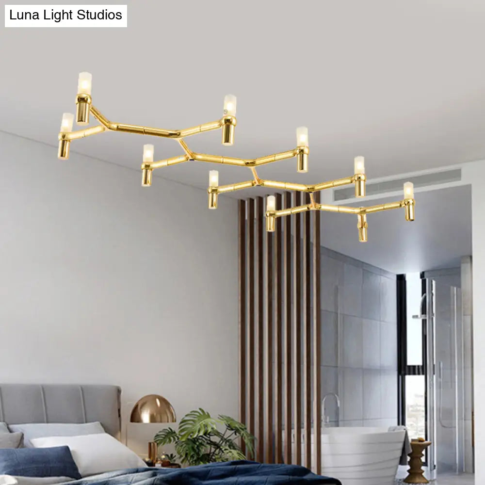 Lámpara colgante de techo contemporánea DecorBites™ de 10 luces con pantalla de aleación de aluminio: disponible en negro, blanco, cromo u oro. Lámpara de techo tubular para isla.