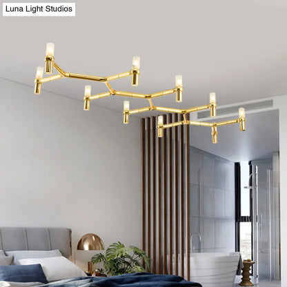 Lámpara colgante de techo contemporánea DecorBites™ de 10 luces con pantalla de aleación de aluminio: disponible en negro, blanco, cromo u oro. Lámpara de techo tubular para isla.