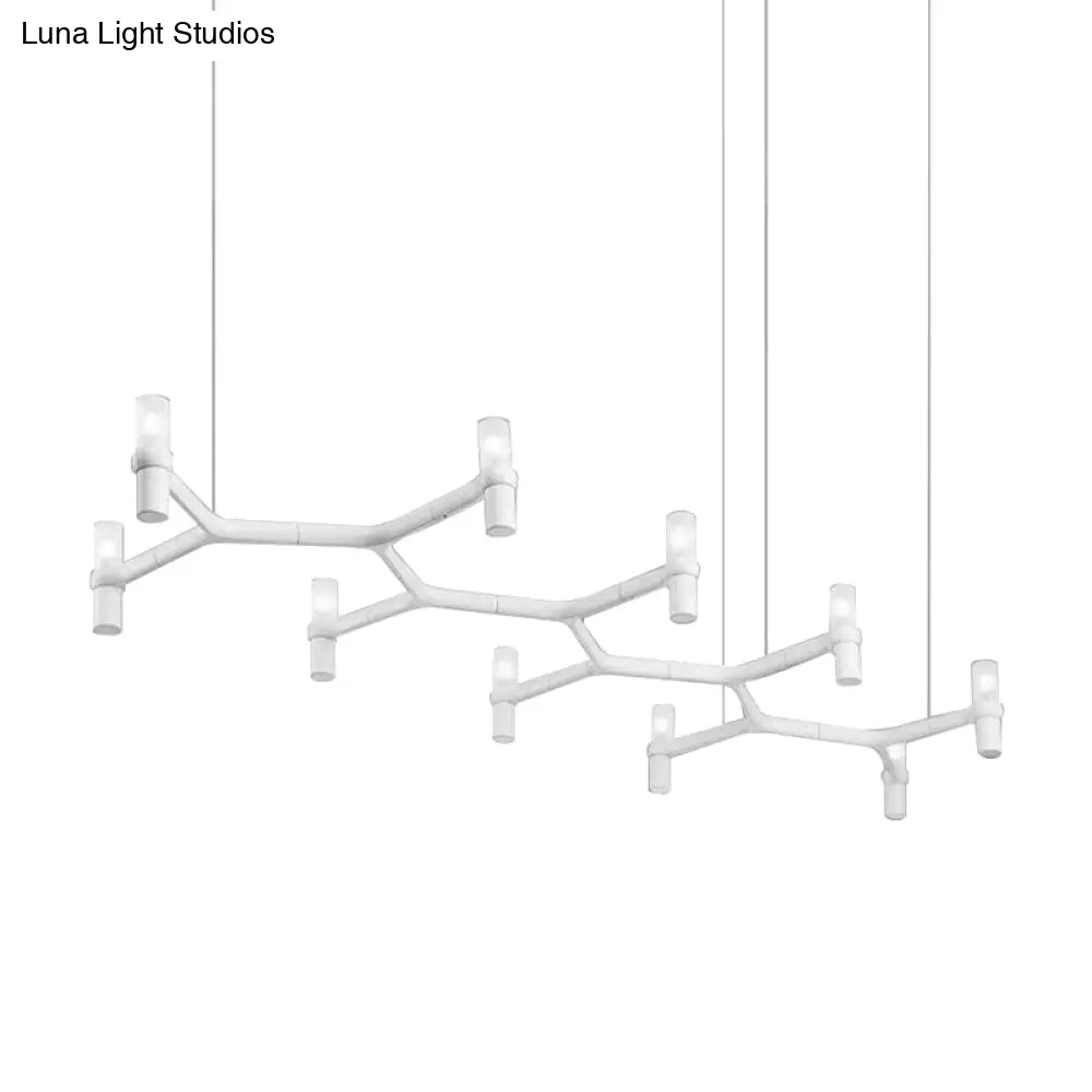 Lámpara colgante de techo contemporánea DecorBites™ de 10 luces con pantalla de aleación de aluminio: disponible en negro, blanco, cromo u oro. Lámpara de techo tubular para isla.