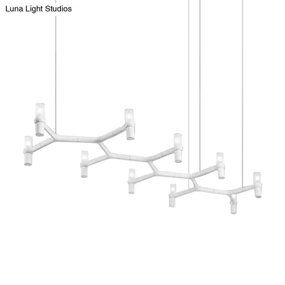 Lámpara colgante de techo contemporánea DecorBites™ de 10 luces con pantalla de aleación de aluminio: disponible en negro, blanco, cromo u oro. Lámpara de techo tubular para isla.