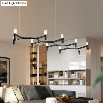 Lámpara colgante de techo contemporánea DecorBites™ de 10 luces con pantalla de aleación de aluminio: disponible en negro, blanco, cromo u oro. Lámpara de techo tubular para isla.