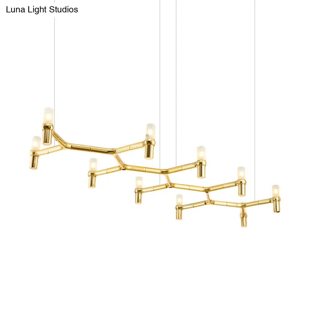 Lámpara colgante de techo contemporánea DecorBites™ de 10 luces con pantalla de aleación de aluminio: disponible en negro, blanco, cromo u oro. Lámpara de techo tubular para isla.