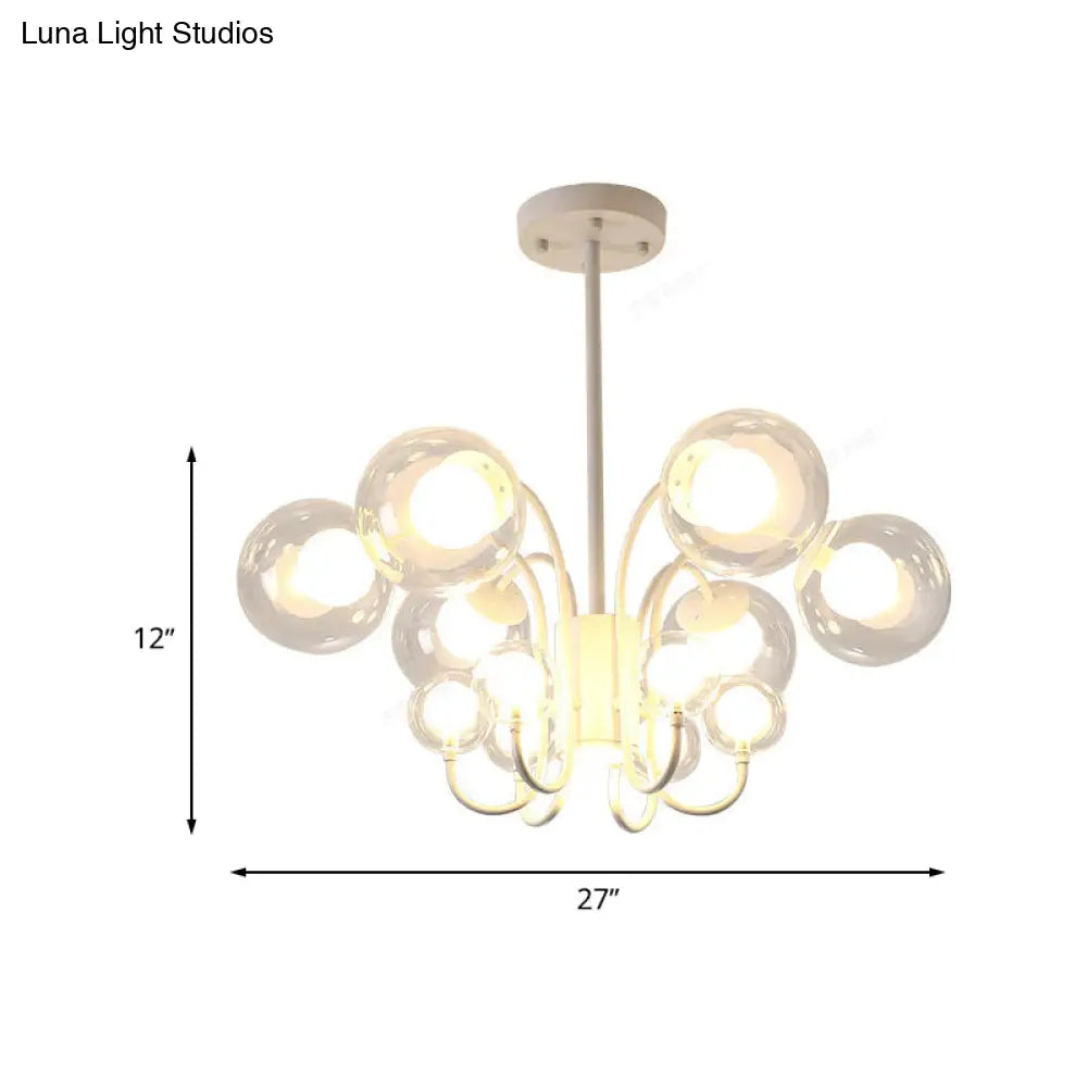 Lámpara colgante contemporánea de cristal transparente con 12 bombillas: Lámpara de araña de burbujas blancas