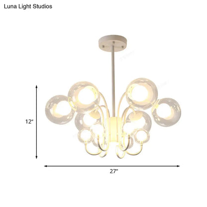 Lámpara colgante contemporánea de cristal transparente con 12 bombillas: Lámpara de araña de burbujas blancas
