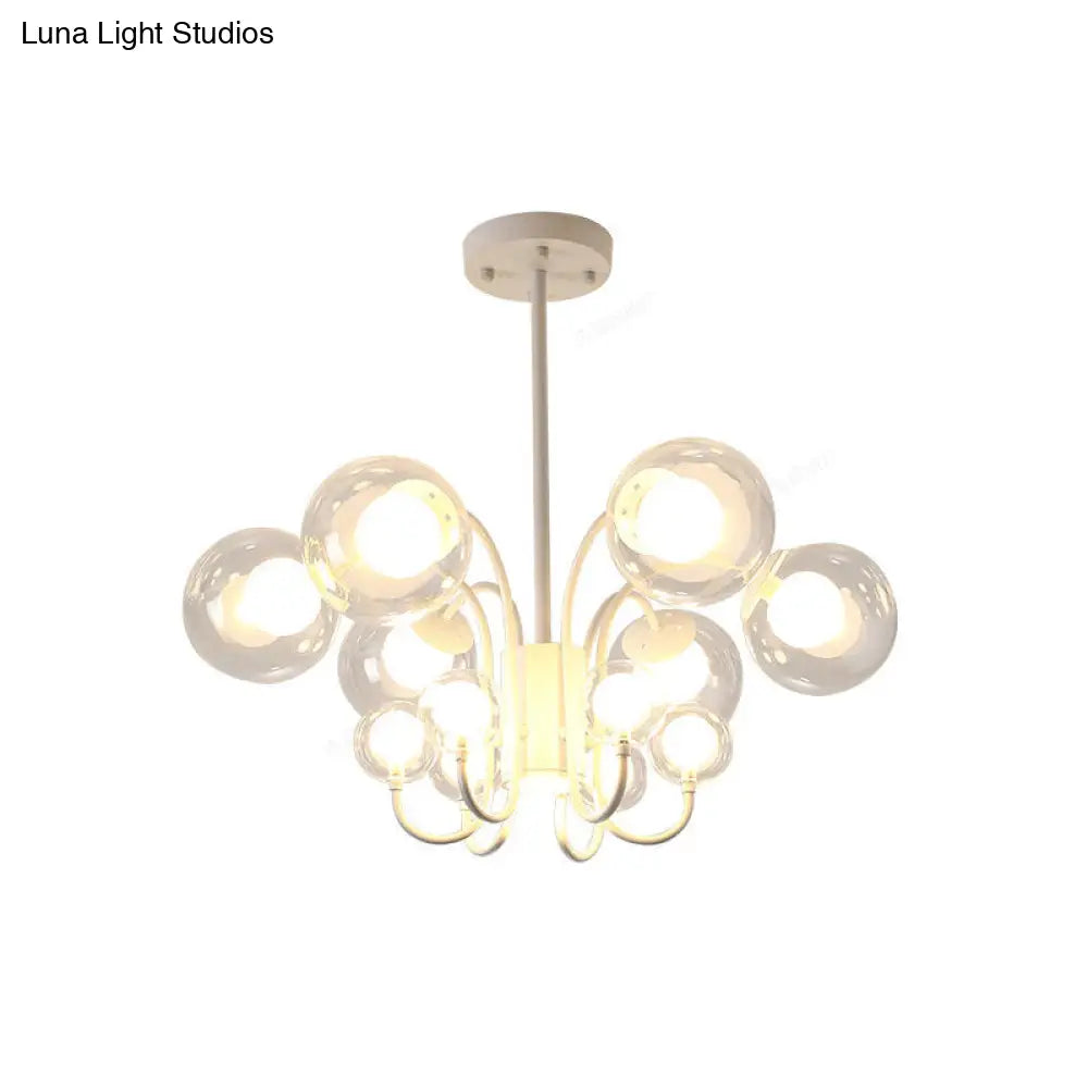 Lámpara colgante contemporánea de cristal transparente con 12 bombillas: Lámpara de araña de burbujas blancas