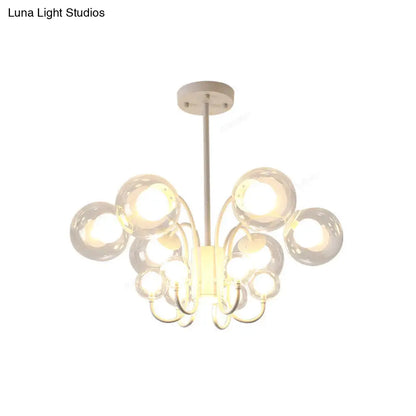 Lámpara colgante contemporánea de cristal transparente con 12 bombillas: Lámpara de araña de burbujas blancas