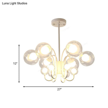Lámpara colgante contemporánea de cristal transparente con 12 bombillas: Lámpara de araña de burbujas blancas