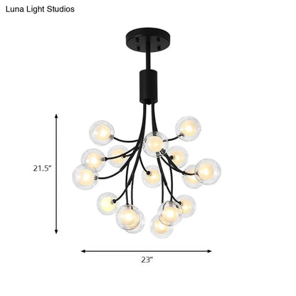 Lámpara de araña contemporánea de 16 luces con acabado negro y diseño de uvas - Lámpara colgante de metal