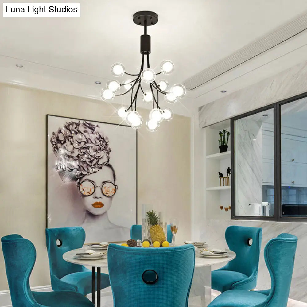 Lámpara de araña contemporánea de 16 luces con acabado negro y diseño de uvas - Lámpara colgante de metal