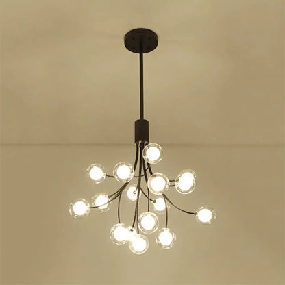 Lámpara de araña contemporánea de 16 luces con acabado negro y diseño de uvas - Lámpara colgante de metal