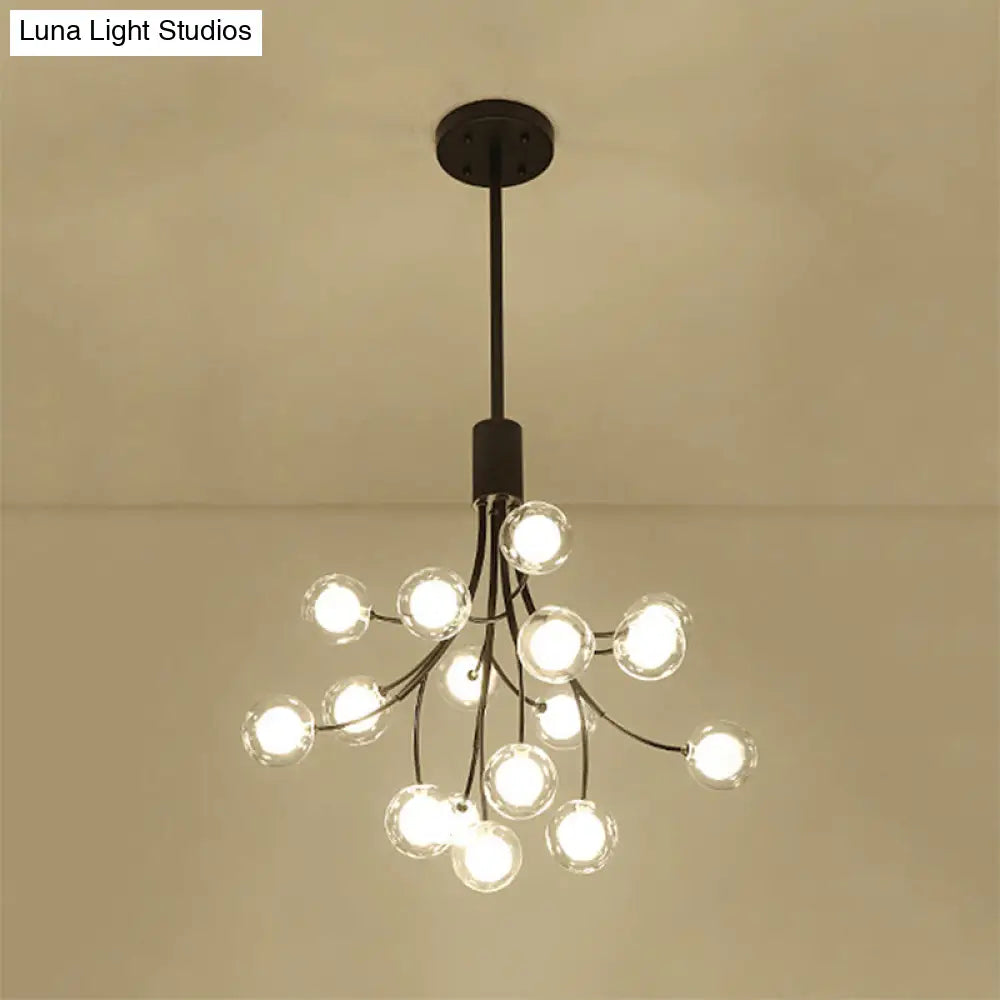 Lámpara de araña contemporánea de 16 luces con acabado negro y diseño de uvas - Lámpara colgante de metal