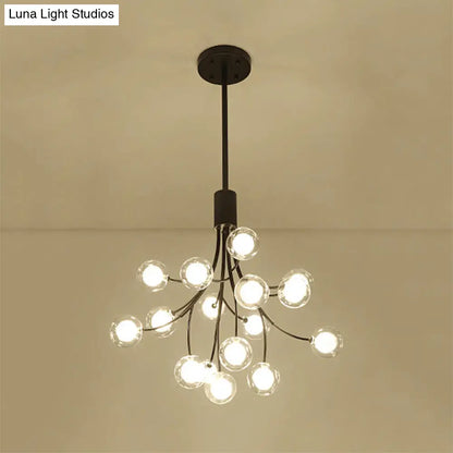 Lámpara de araña contemporánea de 16 luces con acabado negro y diseño de uvas - Lámpara colgante de metal
