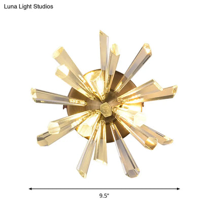 Aplique de pared Sputnik DecorBites™ contemporáneo de 2 cabezales con varilla de cristal dorado - Luz cálida/blanca