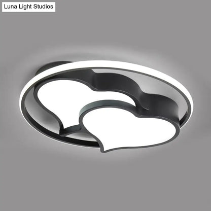 DecorBites™ DecorBites™ Contemporary 2-Heart Acrylic and Metal Flush Mount Ceiling Light for Living Room
