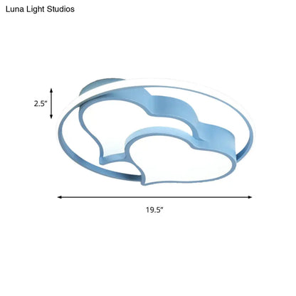DecorBites™ DecorBites™ Contemporary 2-Heart Acrylic and Metal Flush Mount Ceiling Light for Living Room