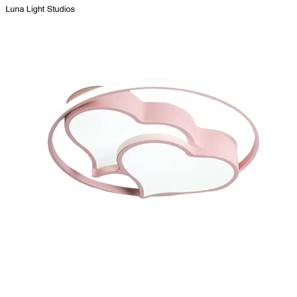 DecorBites™ DecorBites™ Contemporary 2-Heart Acrylic and Metal Flush Mount Ceiling Light for Living Room