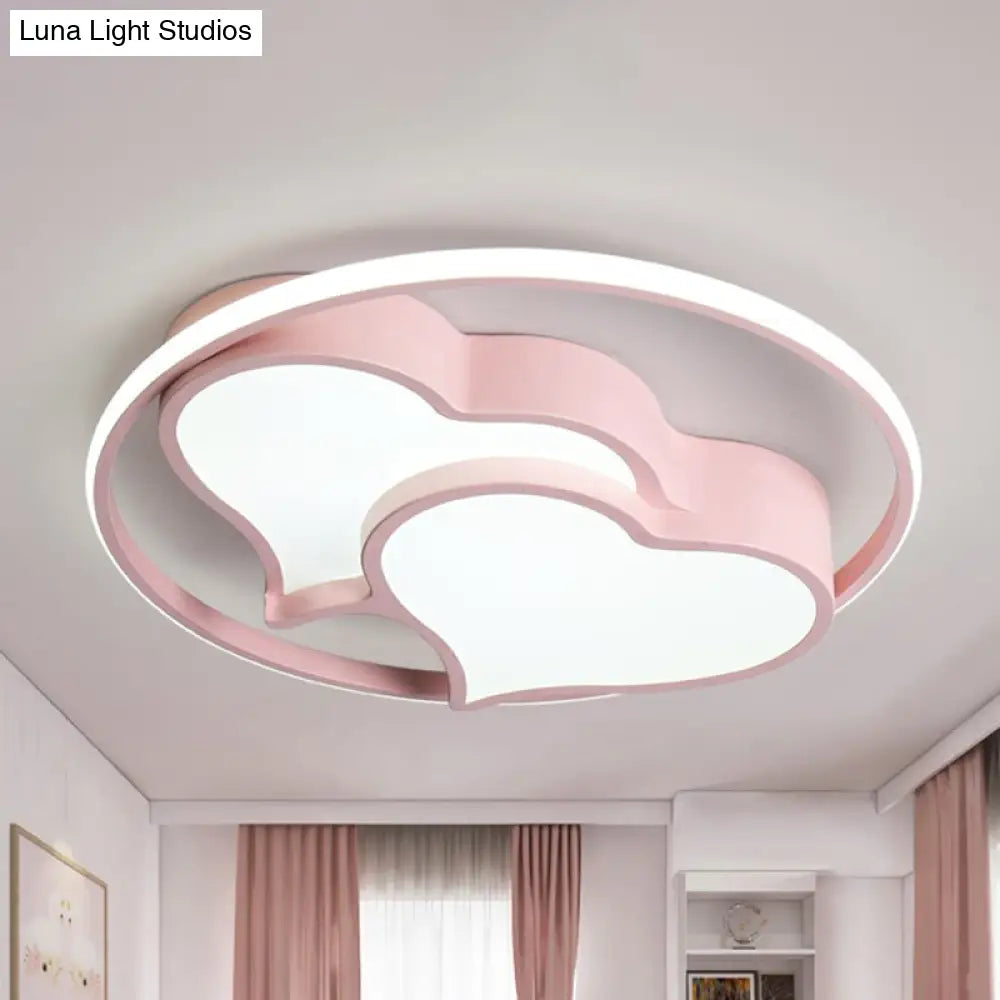 DecorBites™ DecorBites™ Contemporary 2-Heart Acrylic and Metal Flush Mount Ceiling Light for Living Room