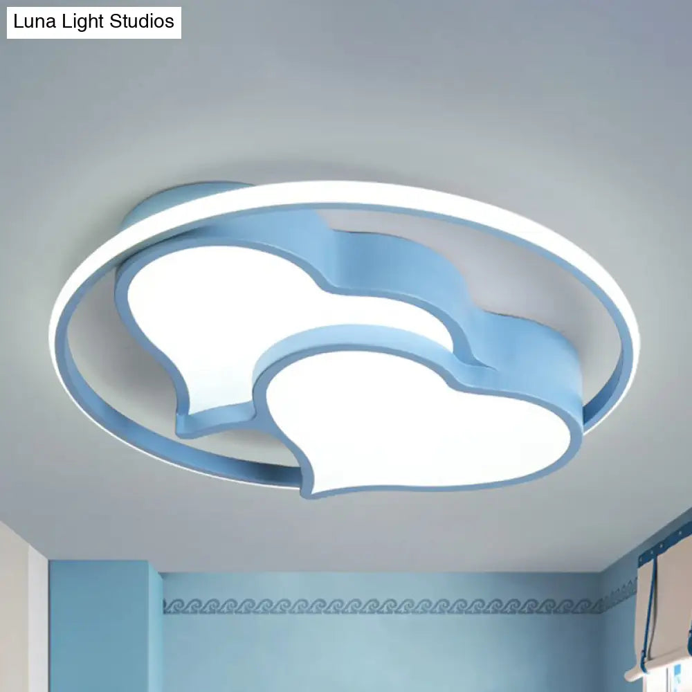DecorBites™ DecorBites™ Contemporary 2-Heart Acrylic and Metal Flush Mount Ceiling Light for Living Room