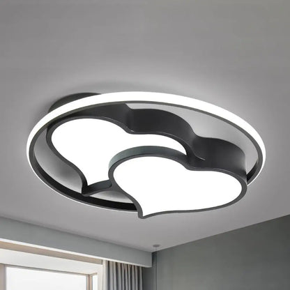 DecorBites™ DecorBites™ Contemporary 2-Heart Acrylic and Metal Flush Mount Ceiling Light for Living Room