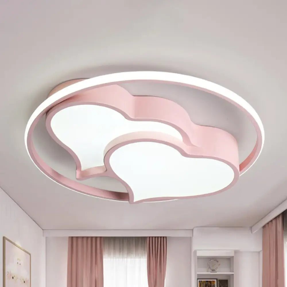 DecorBites™ DecorBites™ Contemporary 2-Heart Acrylic and Metal Flush Mount Ceiling Light for Living Room