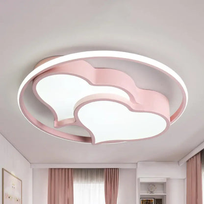 DecorBites™ DecorBites™ Contemporary 2-Heart Acrylic and Metal Flush Mount Ceiling Light for Living Room
