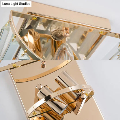 Aplique de pared DecorBites™ contemporáneo de 2 luces con bloques de cristal: elegante aplique transparente para comedor