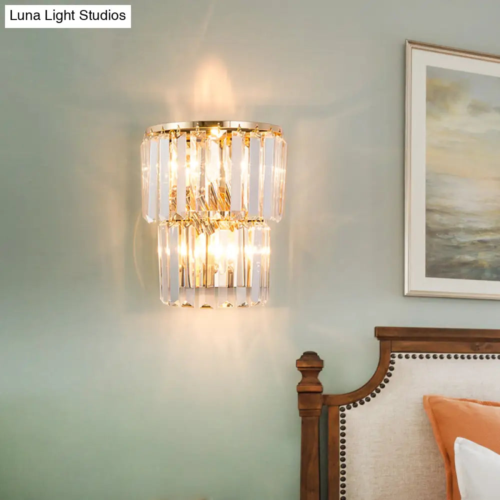 Aplique de pared DecorBites™ contemporáneo de 2 luces con bloques de cristal: elegante aplique transparente para comedor