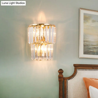 Aplique de pared DecorBites™ contemporáneo de 2 luces con bloques de cristal: elegante aplique transparente para comedor