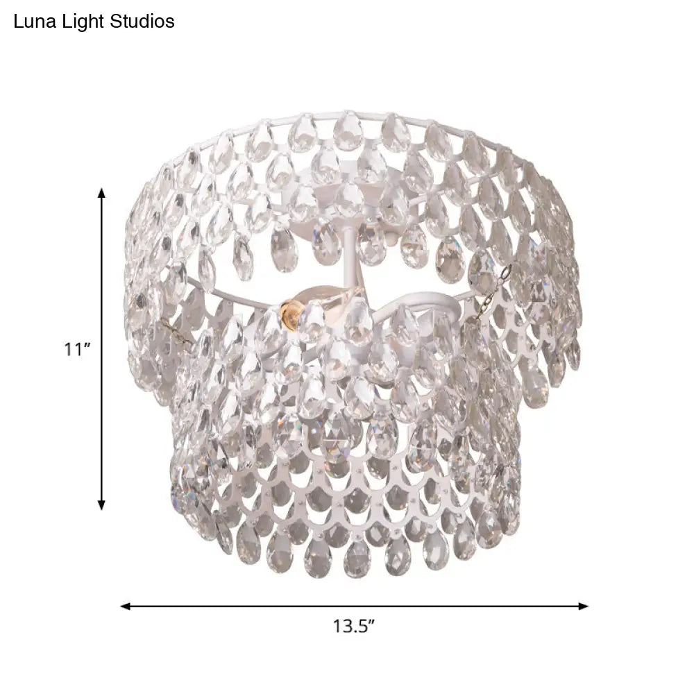 DecorBites™ DecorBites™ Contemporary 2-Light White Flush Mount with Crystal Droplet Accents