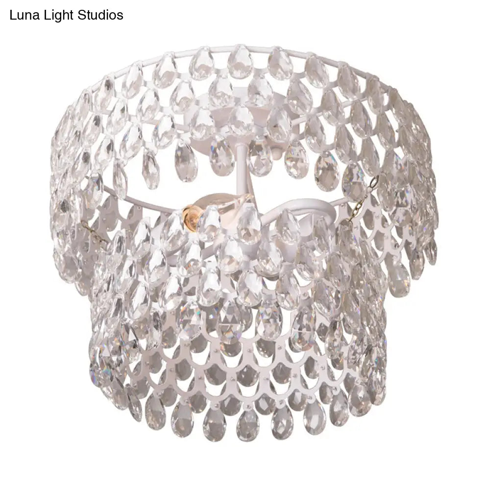 DecorBites™ DecorBites™ Contemporary 2-Light White Flush Mount with Crystal Droplet Accents