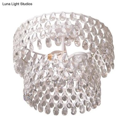 DecorBites™ DecorBites™ Contemporary 2-Light White Flush Mount with Crystal Droplet Accents