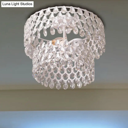 DecorBites™ DecorBites™ Contemporary 2-Light White Flush Mount with Crystal Droplet Accents