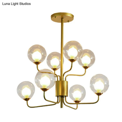 Lámpara de araña contemporánea de cristal transparente de dos niveles con diseño radial - 8/12/18 luces - Lámpara colgante negra/dorada