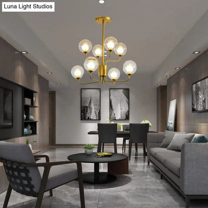 Lámpara de araña contemporánea de cristal transparente de dos niveles con diseño radial - 8/12/18 luces - Lámpara colgante negra/dorada