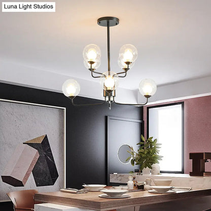 Lámpara de araña contemporánea de cristal transparente de dos niveles con diseño radial - 8/12/18 luces - Lámpara colgante negra/dorada