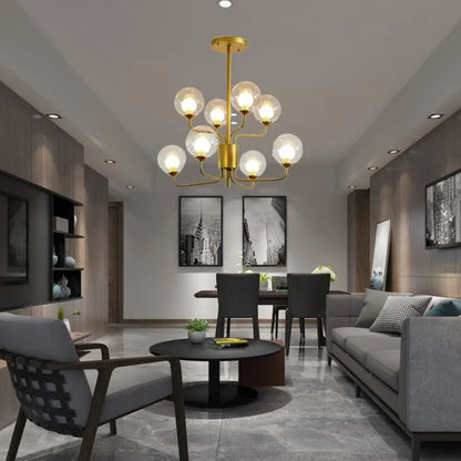 Lámpara de araña contemporánea de cristal transparente de dos niveles con diseño radial - 8/12/18 luces - Lámpara colgante negra/dorada