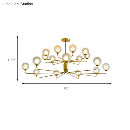 Lámpara de araña contemporánea de cristal transparente de dos niveles con diseño radial - 8/12/18 luces - Lámpara colgante negra/dorada