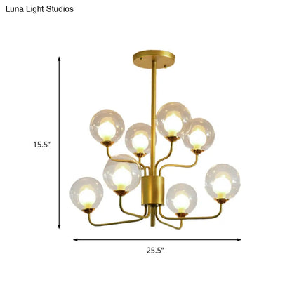 Lámpara de araña contemporánea de cristal transparente de dos niveles con diseño radial - 8/12/18 luces - Lámpara colgante negra/dorada