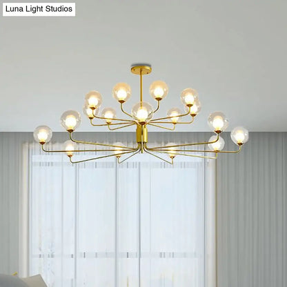 Lámpara de araña contemporánea de cristal transparente de dos niveles con diseño radial - 8/12/18 luces - Lámpara colgante negra/dorada