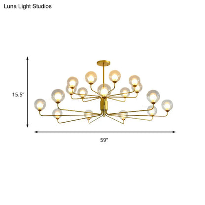 Lámpara de araña contemporánea de cristal transparente de dos niveles con diseño radial - 8/12/18 luces - Lámpara colgante negra/dorada