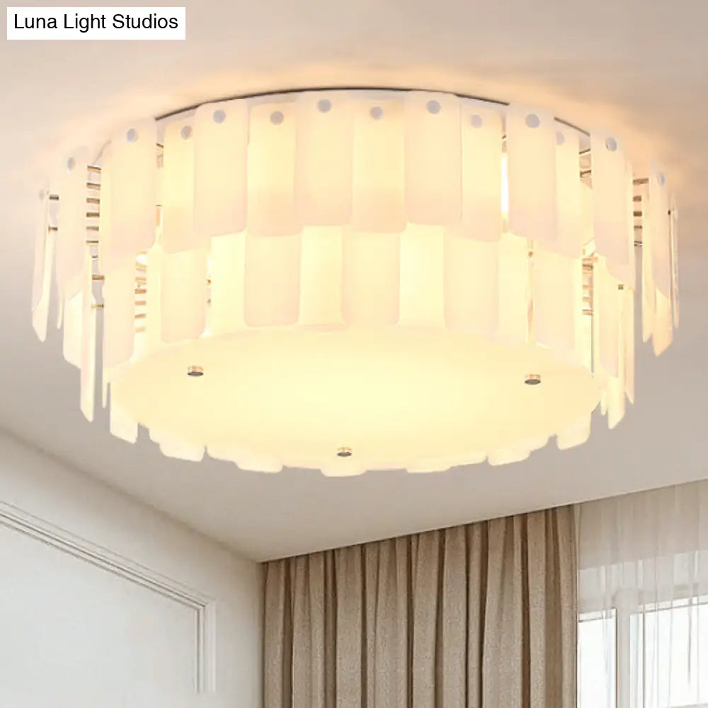 Lámpara de techo DecorBites™ contemporánea de dos niveles con cristal blanco: múltiples luces y elegante accesorio para sala de estar