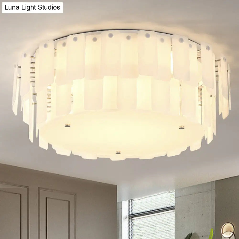 Lámpara de techo DecorBites™ contemporánea de dos niveles con cristal blanco: múltiples luces y elegante accesorio para sala de estar