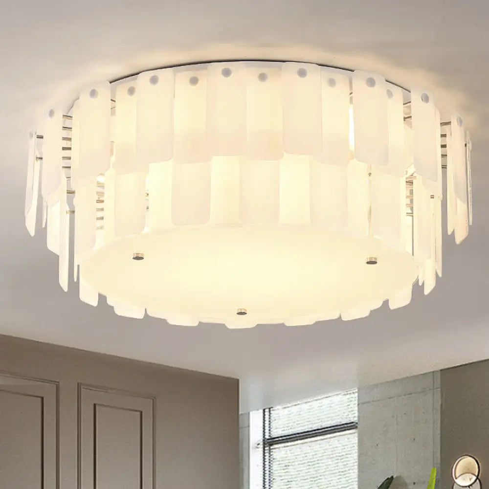 Lámpara de techo DecorBites™ contemporánea de dos niveles con cristal blanco: múltiples luces y elegante accesorio para sala de estar