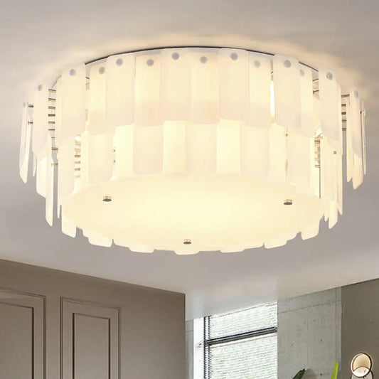 Lámpara de techo DecorBites™ contemporánea de dos niveles con cristal blanco: múltiples luces y elegante accesorio para sala de estar