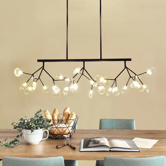 Lámpara de techo DecorBites™ contemporánea de 27 luces, dorada/negra, con diseño ramificado, ideal para comedor.
