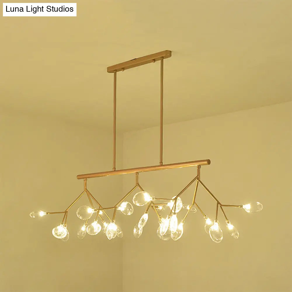 Lámpara de techo DecorBites™ contemporánea de 27 luces, dorada/negra, con diseño ramificado, ideal para comedor.